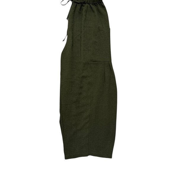 Olive Green Wide-Leg Crop Pants - Picture 3 of 4